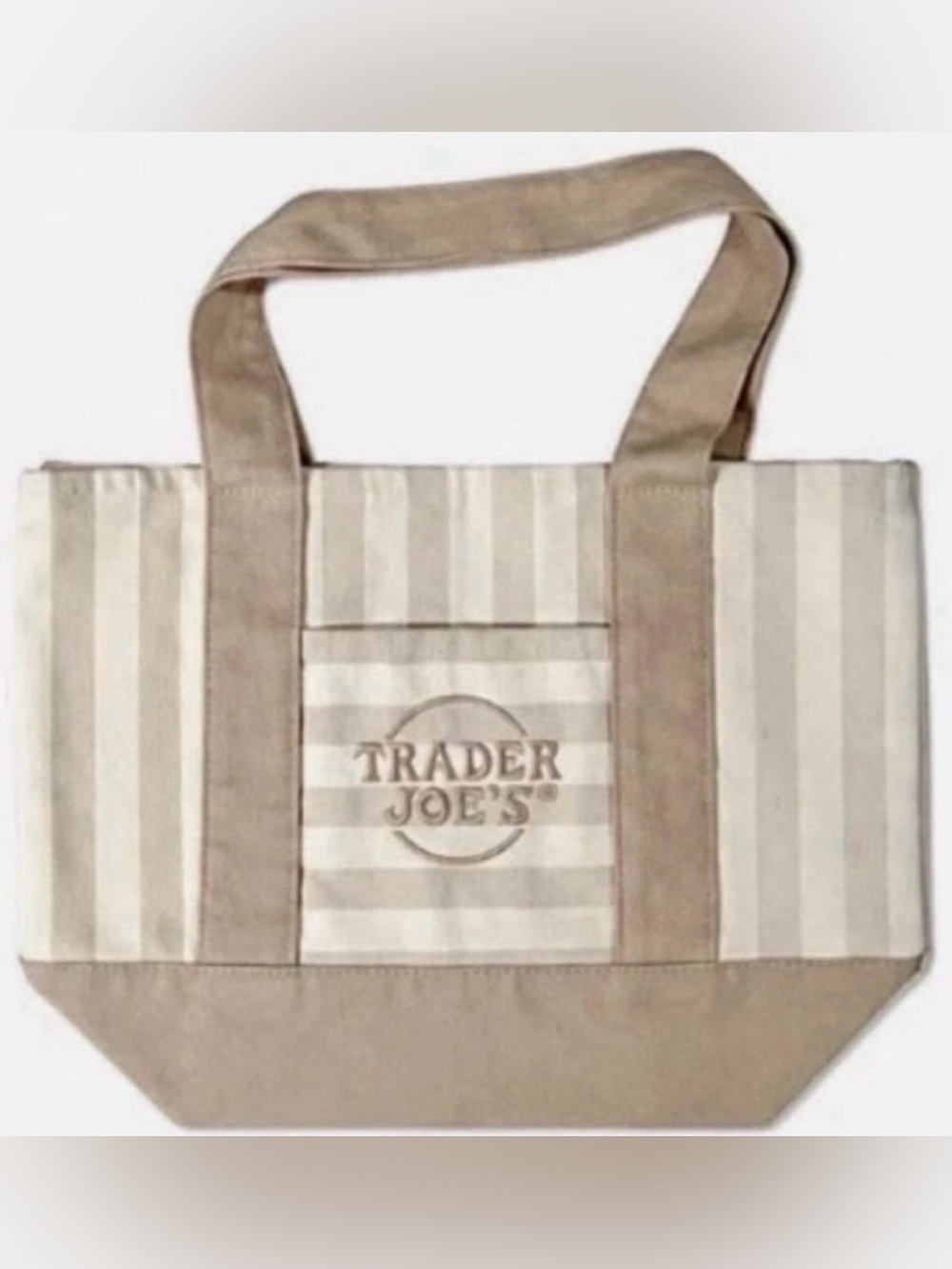Trader Joe's Mini Tote Bag [off white with desert sand stripes]